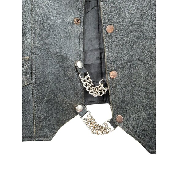 Harley-Davidson Vanguard Leather Vest Size 42 Black Mens Western Style With Eagl - Picture 6 of 9